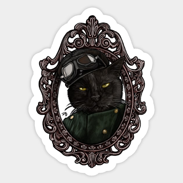 Cat Cameo: Louie, The Chauffeur Sticker by FreyStrandDraws